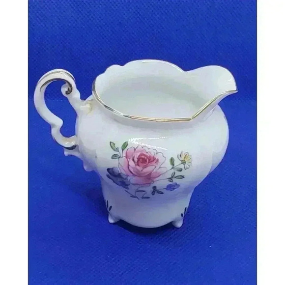 Vintage Mini Pitcher Creamer Syrup Vase Fine China Flowers Rosetti Japan 1950 - Picture 5 of 14